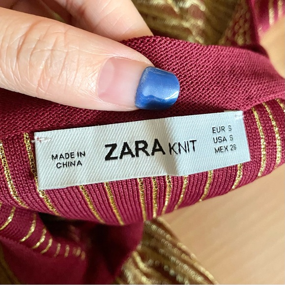 Zara gold metallic thread knit midi dress - Picture 12 of 14